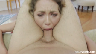 Angel Smalls sucks his hard meat in POV