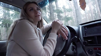 Gorgeous Hot Blonde Real Sex Into Car In Forest