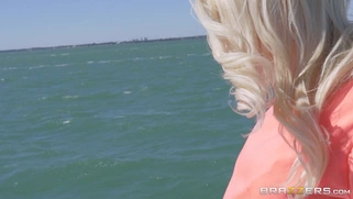 Marsha May posing on an erotic photo session on the boat