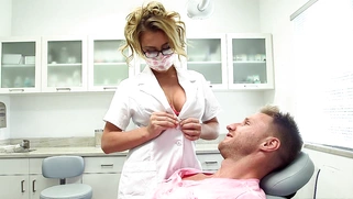 Busty nurse Corinne Blake seducing a patient