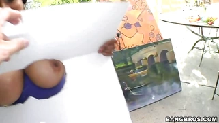 Black woman Carmen Hayes gets her triple E tits worshipped