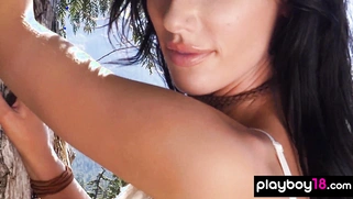 Petite muse loves being naked outdoor
