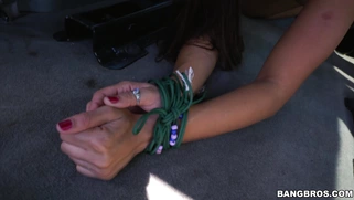 Adriana Maya with her hands bound gets slammed doggystyle