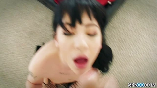 Charlotte Sartre gets facialed by two guys in POV