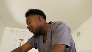 Vanessa Videl gets massaged by the black guy