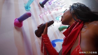 Nadia Jay is fucking her pussy with the dildo