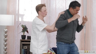 Simone Richards gets massaged by Jimmy Michaels