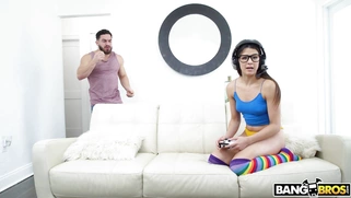 Kylie Rocket in glasses gives blowjob to Peter Green