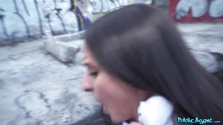 Betzz gets fucked by Martin Gun standing outdoors