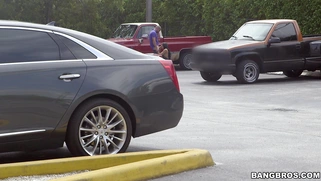 Selena Santana sucking dick on the parking lot