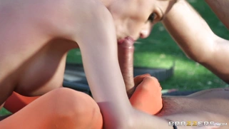 Erica Fontes sucks his dick and fucks it with her feet