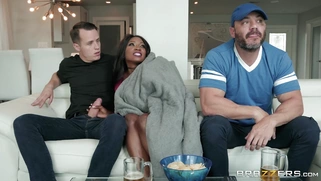 Diamond Jackson sucks cock and her hubby does not notice it
