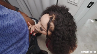 Advoree is sucking Jay Bangher's black cock