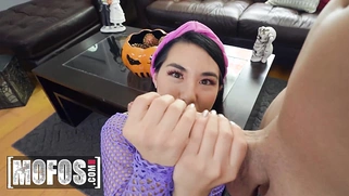Petite Mina Moon and Duncan Saint Fool Around Together on the Couch