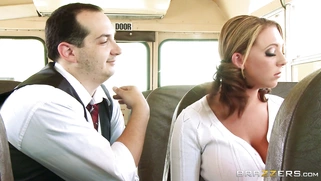 Brooke Wylde showing off her titties to all the horny dudes on the bus