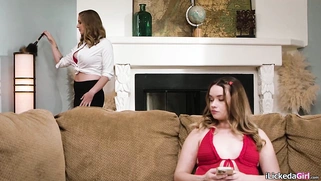 Didnt know my big tits stepmom was such a lesbian perv