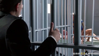 Blonde chick Nina Elle fucks a prisoner in the jail
