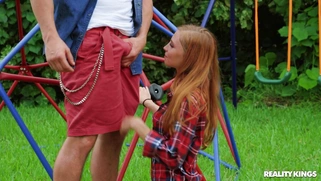 Ava Parker is sucking Jmac's thick dick outdoors