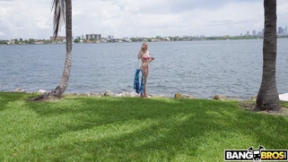 Kay Lovely is getting picked up outdoors