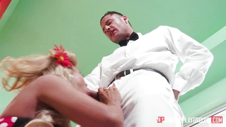Kayla Kayden is sucking milkman's tasty, fat cock