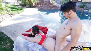 Alycia Starr lying on her stomach getting fucked outdoors