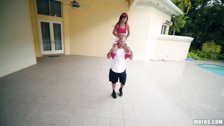 Kitty Carrera and Jmac have fun by the pool