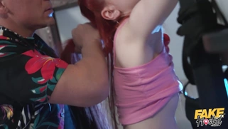 Redhead Gigi Rouge on her fours gets pussy drilled