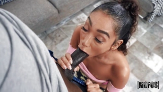 Sarah Lace is sucking the enormous black cock