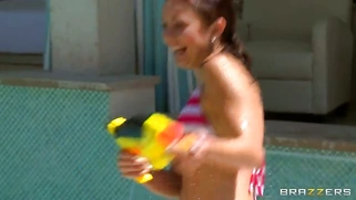 Mischa Brooks and Mae Meyers showing him their nice tits