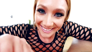 AJ Applegate gets a stiff cock and balls to slurp on