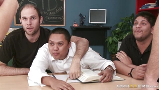 Laura Bentley spread her legs wide open so the students could take a look at her vagina