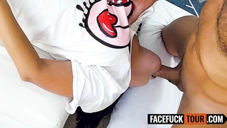 This BUSTY LATINA TEEN hid this face fuck from her man