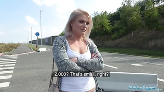 Sexy blondes public blowjob and hot car bonnet fuck