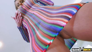 Brooklyn Chase in fishnet outfit shows off her amazing ass
