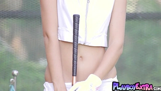 Teen Macy posing naked on golf course