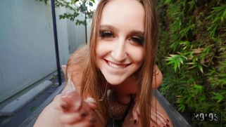 Laney Grey rides the stiff dick in POV outdoors