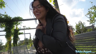 Beautiful brunette with large natural tits fucked by a BBC
