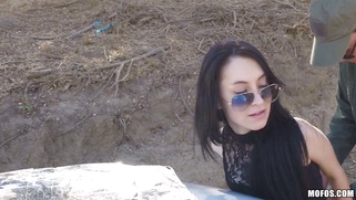 Sandra Luberc arrested by a border patrol agent offers him her pussy