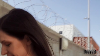 Arian Joy gives blowjob in POV outdoors