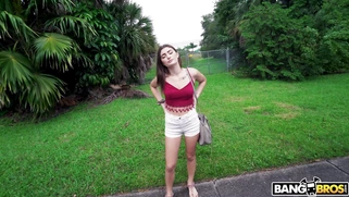 Mae Milano is getting picked up outdoors