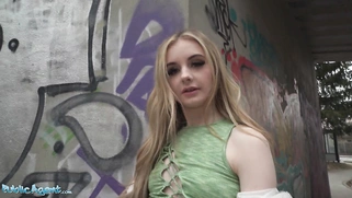 Blonde Brit Babe POV Blowjob and Fucked Outside
