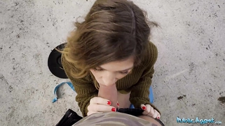 Hitchhiker with big tits  Big dick public pov blowjob by Nicole Rae