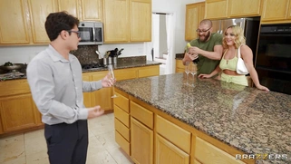 Mimi Monet gets her face fucked by Xander Corvus in the kitchen