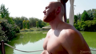 Tiffany Tatum gives blowjob to Mr. BigFatDick outdoors