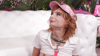 Evie Christian gives blowjob to Bryan Gozzling
