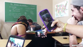 Hot [censored] Sophia Torres shows off her sweet ass in class