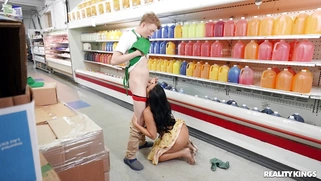 Jimmy Michaels is sucking cock and licking balls in the store