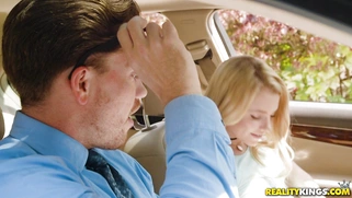 Blonde teen Riley Star tries to pass the driver exam