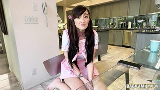 Stepdaughter Tifa Quinn greets her stepdad with a naughty surprise