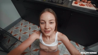 Teen SolaZola is sucking the cock in POV